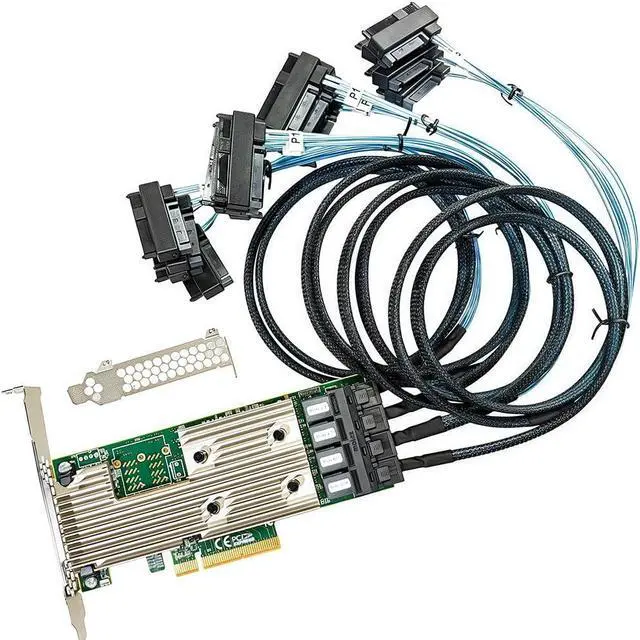 Alt view image 2 of 6 - SAS HBA Card Compatible with LSI 9305-16i IT Mode PCIe SATA Expansion Card, 16-Port 12Gbps PCIe 3.0, Expander Support, HBA Controller with 4X SFF-8643 to 8482 SAS Cables for ZFS TrueNAS unRAID NAS
