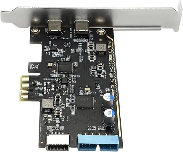 Main image of Double Port PCIe to USB C Hub Card with Independently Power Supply 10Gbps Fast Speed Metal Backplate Cooling Plugs Play PCIe Type C Hub