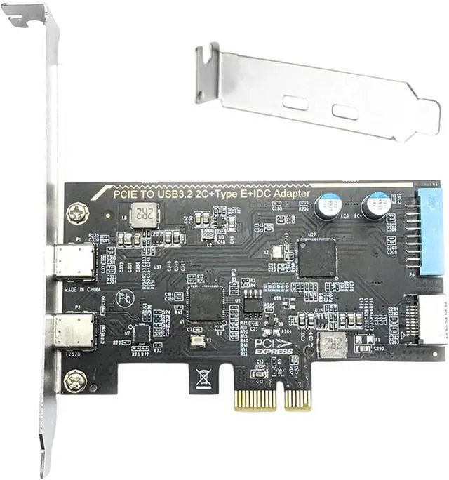 Alt view image 3 of 7 - Double Port PCIe to USB C Hub Card with Independently Power Supply 10Gbps Fast Speed Metal Backplate Cooling Plugs Play PCIe Type C Hub