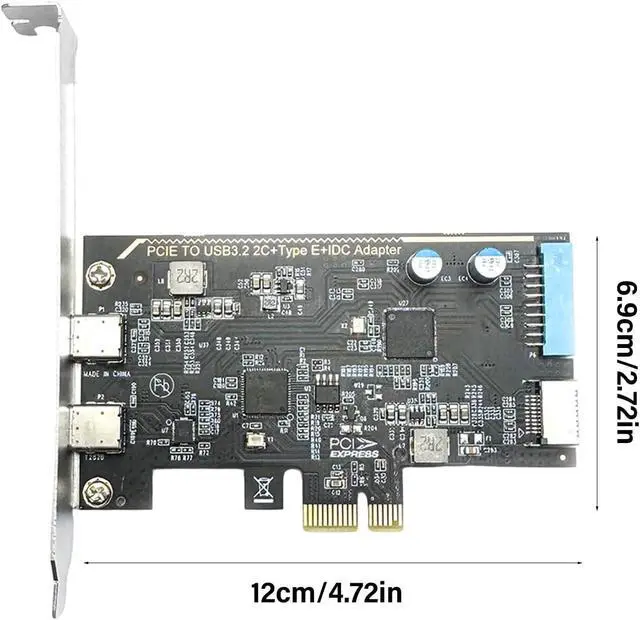 Alt view image 5 of 7 - Double Port PCIe to USB C Hub Card with Independently Power Supply 10Gbps Fast Speed Metal Backplate Cooling Plugs Play PCIe Type C Hub