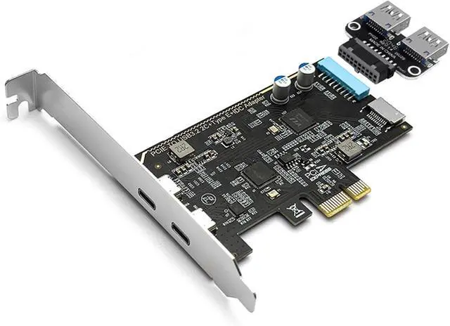Alt view image 6 of 7 - Double Port PCIe to USB C Hub Card with Independently Power Supply 10Gbps Fast Speed Metal Backplate Cooling Plugs Play PCIe Type C Hub