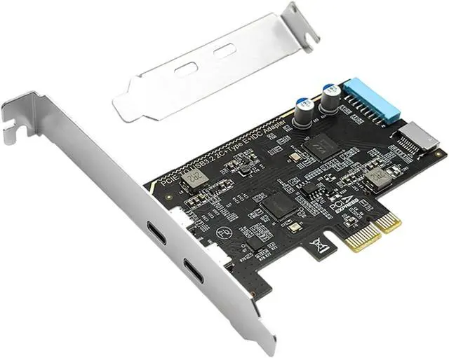 Alt view image 7 of 7 - Double Port PCIe to USB C Hub Card with Independently Power Supply 10Gbps Fast Speed Metal Backplate Cooling Plugs Play PCIe Type C Hub