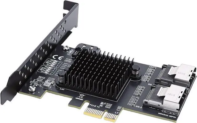 Alt view image 7 of 7 - Pomya 3.0 Adapter PCIe to MiniSAS | 6Gbps Expansion Card 2 Port SFF8087 to 9 Serial ATA Ports for Desktop PC NAS Server