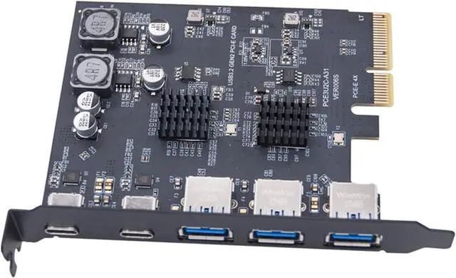 Alt view image 7 of 7 - Fast Speed PCIExpress to USB3.0 Expansion Card for Desktop PC with 5 Ports Easy Installation Backwards Compatible Backward Compatible USB
