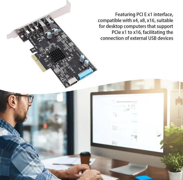 Alt view image 2 of 7 - 10Gbps PCIe to USB C 3.0 Card, 5 Ports PCI Express Expansion Card with 3 Type C Ports, 2 USB .0, Type E, 19P IDC, for Desktop PC