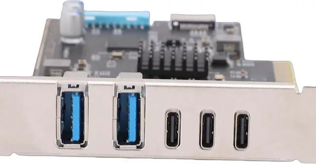 Alt view image 7 of 7 - Jiawu 10Gbps PCIe to USB C 3.0 Card, 5 Ports PCI Express Expansion Card with 3 Type C Ports, 2 USB .0, Type E, 19P IDC, PCIe Expansion for Desktop PC