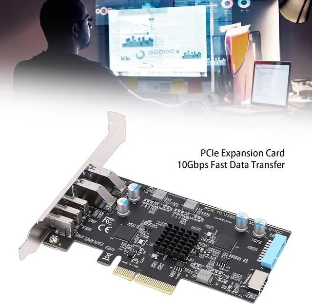 Alt view image 4 of 7 - PCI Express Adapter Card, PCIe to USB C Expansion Card with 3 Type C Ports 2 USB 3.0 Ports Type E 19P IDC, for Desktop Computer