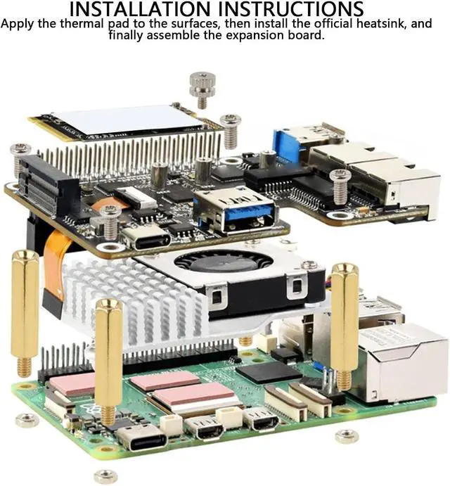 Alt view image 6 of 7 - Vikye PCIe to USB 3.2 Gen1 Adapter, Supports NVMe Protocol M.2 Solid State Drive, Compatible with RPi 5, Expands 2Ch USB 3.2 Ports
