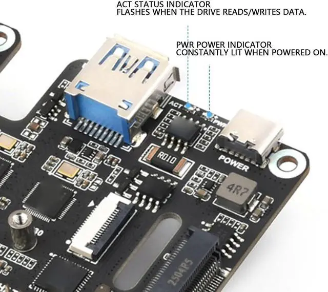Alt view image 3 of 7 - Vikye PCIe to USB 3.2 Gen1 Adapter, Supports NVMe Protocol M.2 Solid State Drive, Compatible with RPi 5, Expands 2Ch USB 3.2 Ports