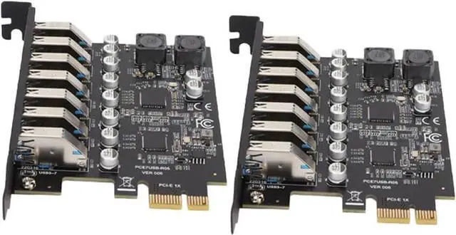 Main image of 2X 7-Port USB3.2 Gen1 PCIe Expansion Card Black, 5Gbps, PCIe x1 Interface, Driver Included, Works on WinXP to Win11 & Linux