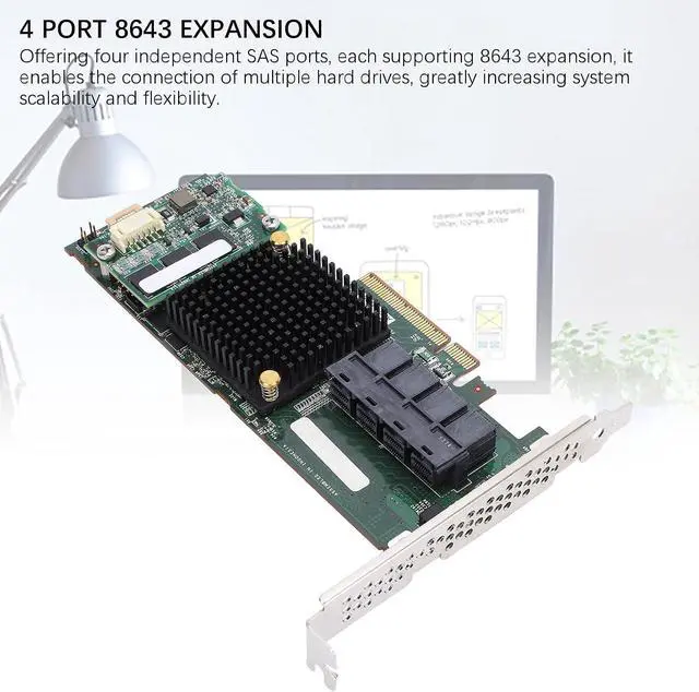 Alt view image 6 of 7 - 71605 Array Card 1Gb Cache 6Gbs X8 High Performance 4 Port 8643 Controller Card, Durability Under Long Term High Load Operative, Reducing Maintenance Time