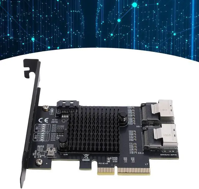 Alt view image 3 of 7 - Pomya 9 Port 3.0 Expansion Card | PCI Express 4X to Serial ATA 6Gbps, Dual MiniSAS SFF 8087 Connectors, Low Power Chip for Desktop NAS Server