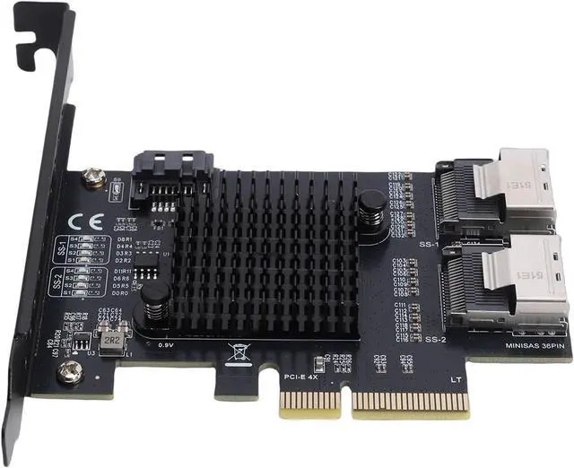 Alt view image 6 of 7 - Pomya 9 Port 3.0 Expansion Card | PCI Express 4X to Serial ATA 6Gbps, Dual MiniSAS SFF 8087 Connectors, Low Power Chip for Desktop NAS Server