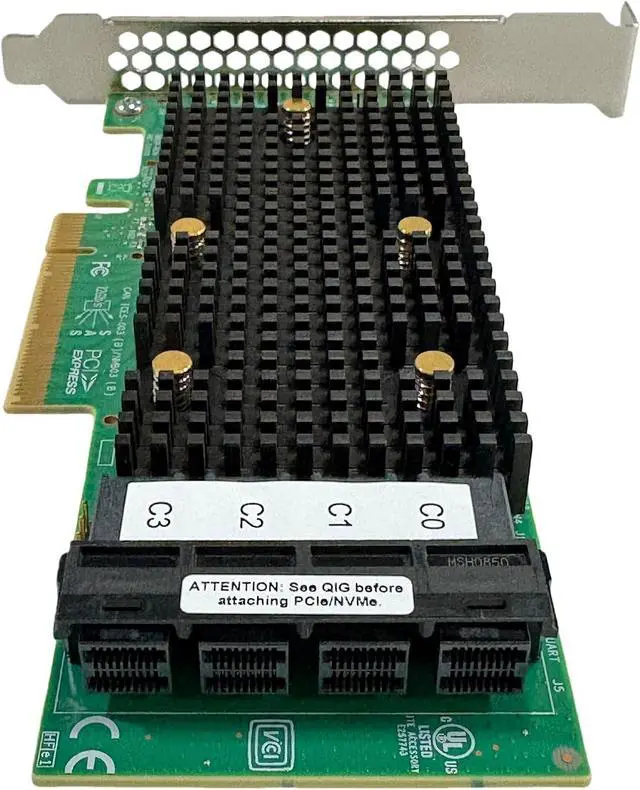 Alt view image 4 of 5 - SAS3416 9400-16i SATA/SAS HBA IT Mode 12 Gbps 4X SFF-8643 16 Port Support NVME HDD Controller Card