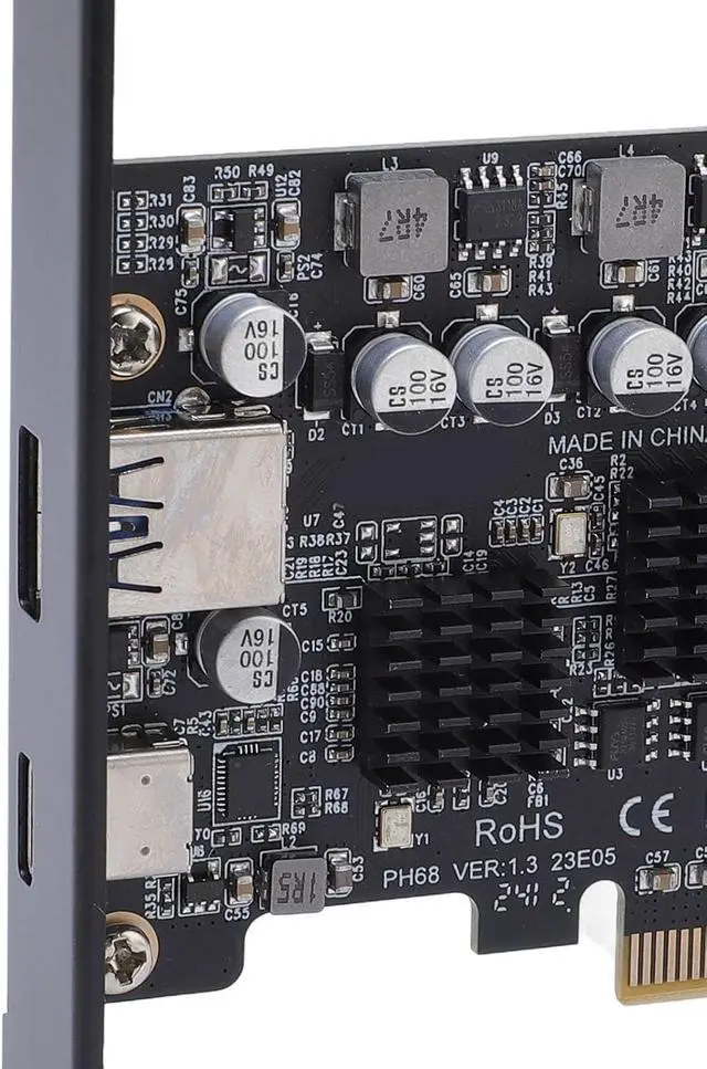 Alt view image 6 of 7 - Generic PCIe to USB3.2 10Gbps Expansion Card Enhanced Safety High Performance for Desktop Computer Internal PCIe USB3.2 Hub Converter