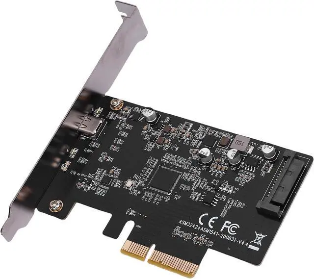 Alt view image 7 of 7 - PCI E to Type C USB3.2 Expansion Card, 20 Gbps PCIE USB 3.2 GEN Card with 15PIN Power Supply & Dual Chips, Type C to PCIE X4 for, OS X &