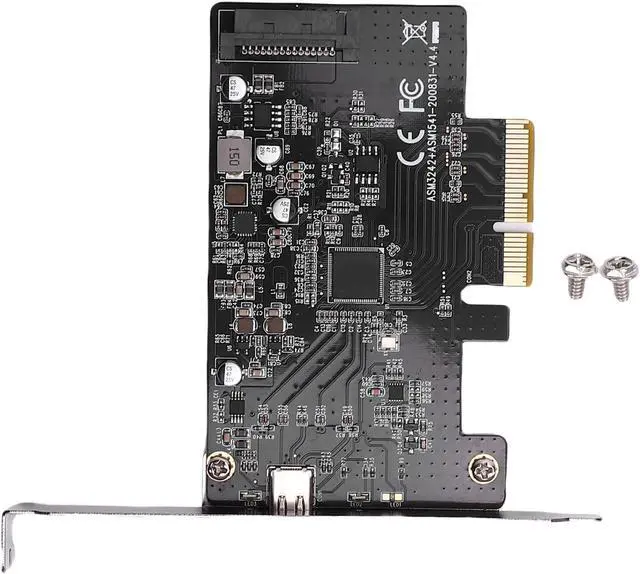 Alt view image 6 of 7 - PCI E to Type C USB3.2 Expansion Card, 20 Gbps PCIE USB 3.2 GEN Card with 15PIN Power Supply & Dual Chips, Type C to PCIE X4 for, OS X &