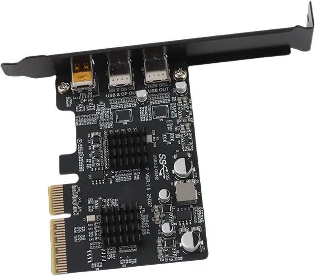 Alt view image 4 of 7 - Dpofirs Type C PCIE Expansion Card with DisplayPort 4K 60Hz, USB 3.0 10Gbps 3-Port Front Panel Adapter for Desktop PC