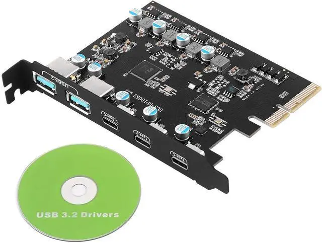 Alt view image 4 of 7 - PCIe to USB 3.2 Gen 2 Expansion Card 20 Gbps Bandwidth 5 Ports 2*USB-A 3*USB-C