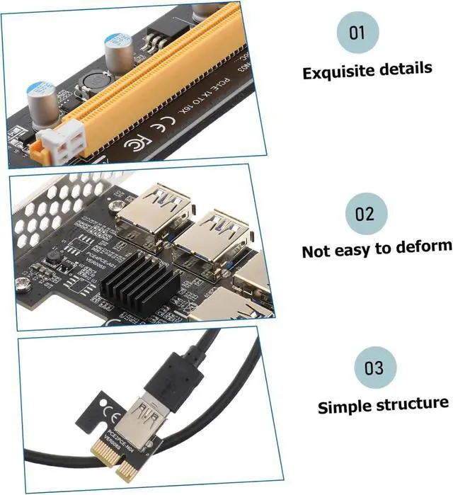 Alt view image 2 of 7 - KALLORY Pci E Extender to USB Port Pci Express Adapter Card with Plated Connectors Superspeed Expansion for Mining and Desktop Practical Multi Port