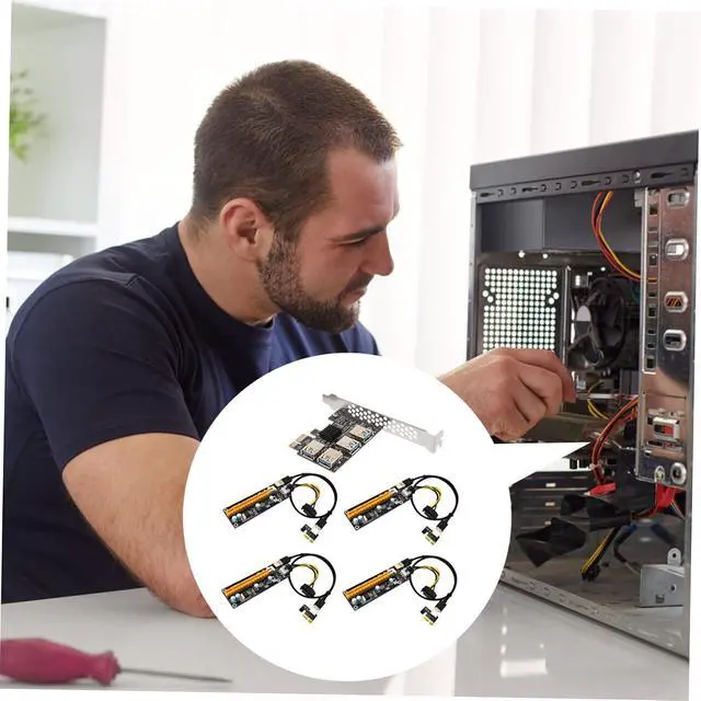 Alt view image 4 of 7 - KALLORY Pci E Extender to USB Port Pci Express Adapter Card with Plated Connectors Superspeed Expansion for Mining and Desktop Practical Multi Port