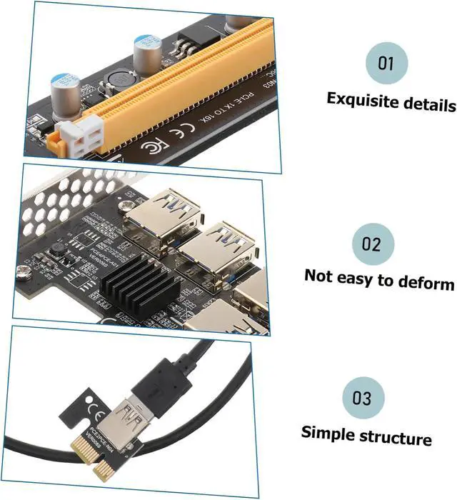 Alt view image 7 of 7 - Artibetter Pci-e Riser Extension Card with USB Ports Pci Express Adapter for Mining and Gaming Easy Installation Stable and Reliable Performance for Desktop Expansion