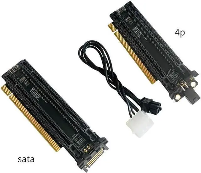 Alt view image 7 of 7 - PCIE x16 1 to 2 Expansion Card Gen4 Split Card PCIe-Bifurcation x16 to x8x8 Slots 4P/ Power Supply Port (P2A 4P)