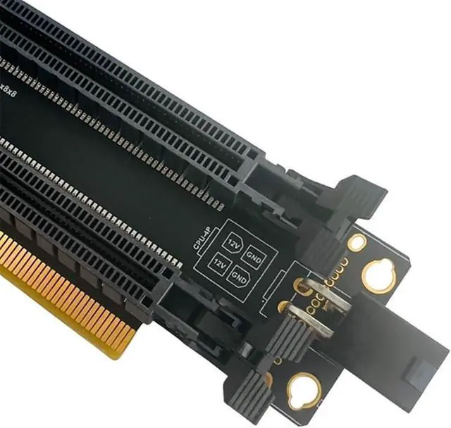 Alt view image 6 of 7 - PCIE x16 1 to 2 Expansion Card Gen4 Split Card PCIe-Bifurcation x16 to x8x8 Slots 4P/ Power Supply Port (P2A 4P)