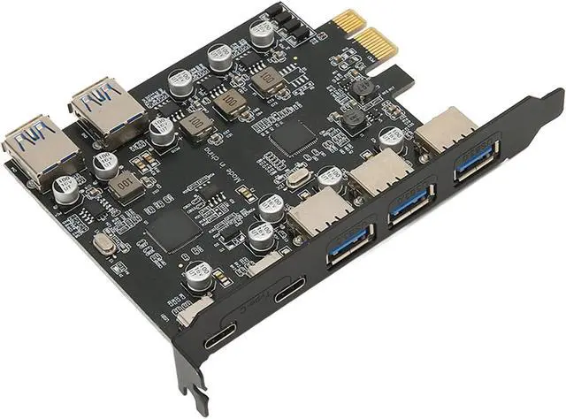 Alt view image 2 of 7 - PCI E to USB Expansion Card 7 Ports, USB 30. PCI Card with 2 Type C and 5 Type A Ports, 5Gbps Speed Data Transfer for OS X, Logic 1100 Chipset