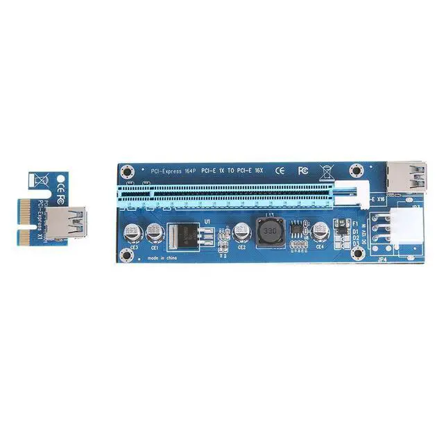 Alt view image 2 of 6 - PCI-E 1 to 2 PCI Express 1X Slots Riser Card with 2pcs 6pin Riser Card USB 3.0 Cable 15 to 6pin Power PCIe Port Multiplier Card