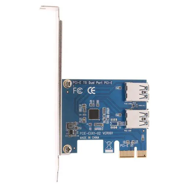 Alt view image 3 of 6 - PCI-E 1 to 2 PCI Express 1X Slots Riser Card with 2pcs 6pin Riser Card USB 3.0 Cable 15 to 6pin Power PCIe Port Multiplier Card