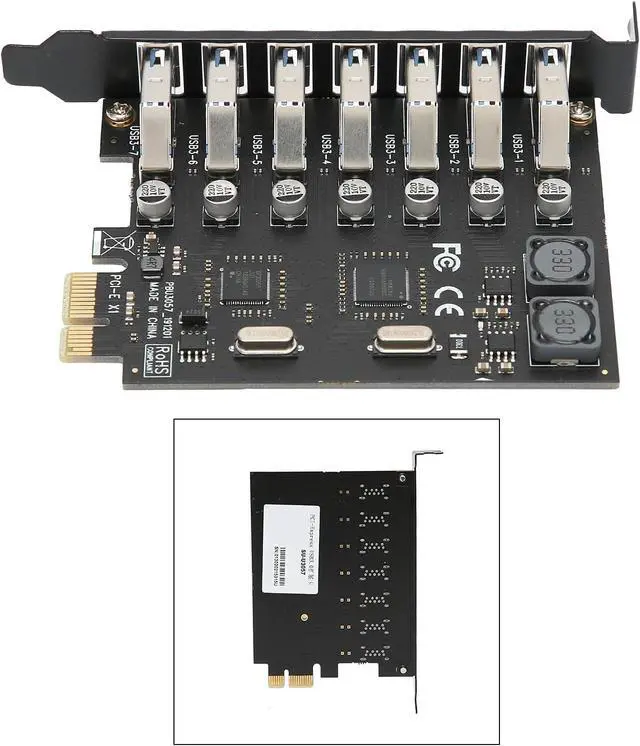 Alt view image 7 of 7 - 7 Port Expansion Card PCB, PCI Express to USB30. Expansion Card, 5Gbps Speed USB30. Self Powered Expansion Card with Main Control Board for Computer, Compatible with