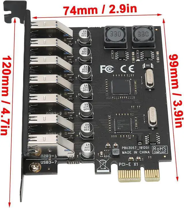 Alt view image 6 of 7 - 7 Port USB3.0 Eansion Card, PCI Eress Interface, 5Gbps Transfer Speed, Self Powered, Compatible with NEC Control Board, Supports / /7/8/8.1/10