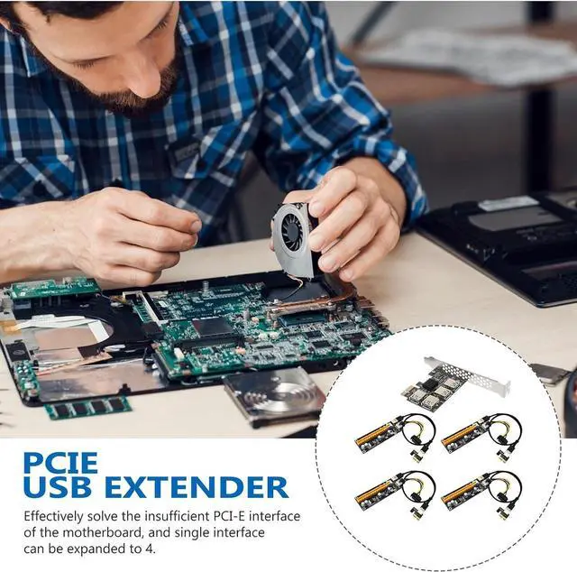 Alt view image 2 of 7 - PCI-E Adapter Card USB Riser Extension Port PCI-E to USB Expansion for Mining Computers Reliable Data Transfer Performance Compatible with Desktop Motherboards