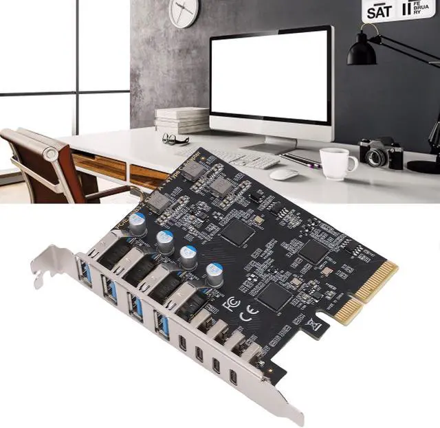 Alt view image 2 of 7 - PCIe to USB 3.2 Gen 2 Card, 8 Ports 4X USB C 4X USB A, 10Gbps Bandwidth, PCIe Expansion Card for Desktop PC