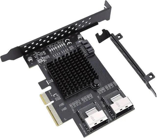 Alt view image 3 of 7 - PCIe to Serial ATA Card, PCI Express 4X to 2 Port SFF 8087 and 1 Port Serial ATA 3.0 Expansion Card with Low Power Consumption, for NAS Desktop Server PC