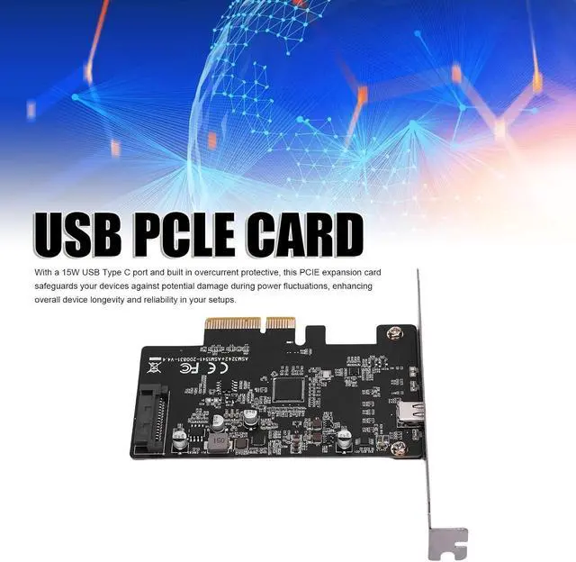 Alt view image 2 of 7 - Zunate PCI E to USB 3.2 Gen 2 Expansion Card, 20Gbps Type C Port Adapter for Desktop PC | PCIe X4 X8 X16 Interface, 15Pin Power Supply, Supports PC Linux