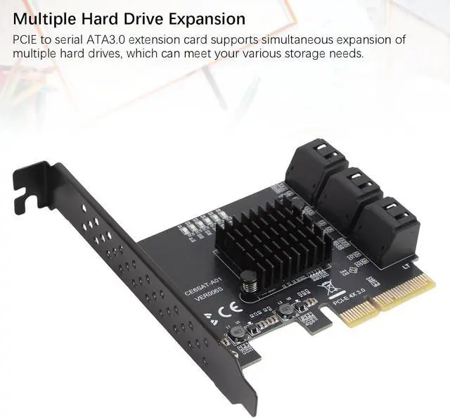 Alt view image 2 of 7 - Zopsc PCIE to 6 Port Serial ATA3.0 Hard Drive Extension Card, 6G III Controller Card for ASM1166 Chipset, PCIE 3.0 X4 Interface Expansion for Desktop PC