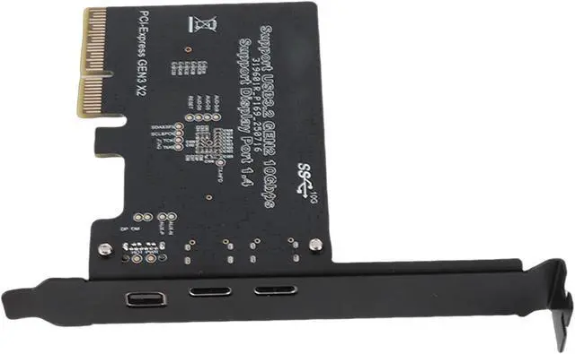 Alt view image 2 of 7 - Dpofirs Type C PCIE Expansion Card with DisplayPort 4K 60Hz, USB 3.0 10Gbps 3-Port Front Panel Adapter for Desktop PC