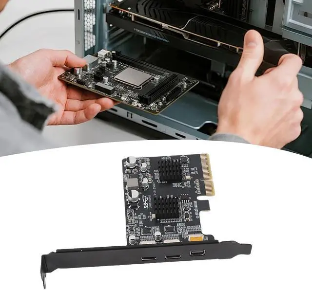 Alt view image 2 of 7 - KIMISS Type C Expansion Card USB3 10G PCIE Card Support DisplayPort Video 4K 60HZ PCIE X4 X8 X16 for Desktop PC on CardDisplayPort T Main Type C Control Featuring 10G 3 with Data