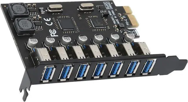 Alt view image 5 of 7 - 7 Port Expansion Card PCB, PCI Express to USB30. Expansion Card, 5Gbps Speed USB30. Self Powered Expansion Card with Main Control Board for Computer, Compatible with
