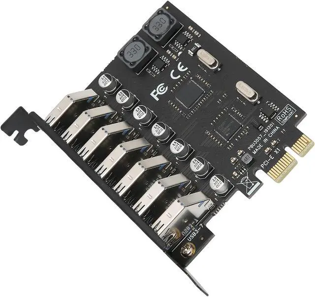 Alt view image 6 of 7 - 7 Port Expansion Card PCB, PCI Express to USB30. Expansion Card, 5Gbps Speed USB30. Self Powered Expansion Card with Main Control Board for Computer, Compatible with