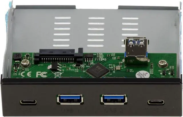 Alt view image 3 of 3 - KALEA-INFORMATIQUE Front Bay Format 3.5 with 4 USB 3.1 10G Ports, 2 Type A and 2 Type C Ports, with Via VLI VL801 Chipset
