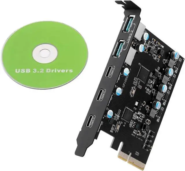 Alt view image 5 of 7 - PCIe to USB 3.2 Gen 2 Expansion Card 20 Gbps Bandwidth 5 Ports 2*USB-A 3*USB-C