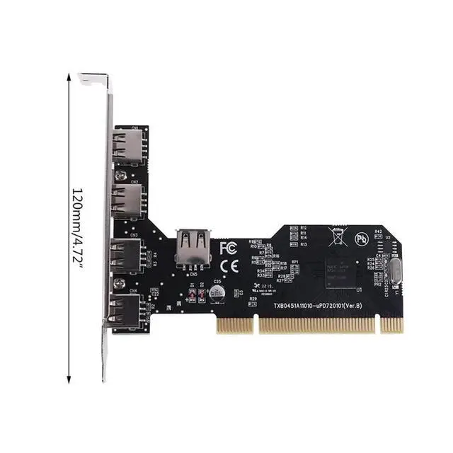 Alt view image 2 of 5 - PCI to USB Extend Card 5 Ports USB 2.0 USB3.0 to PCI 32Bit Converter Adapter with NEC Chip for Desktop PC Computer(A Style)