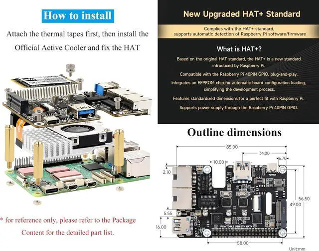 Alt view image 7 of 7 - PCIe to USB 3.2 Gen1 /2.5G ETH/M.2 NVMe Adapter Compatible with Raspberry Pi 5, Supports 2230/2242/2260/2280 NVMe M.2 Solid State Drive,Dual 2.5G Ethernet Ports &Dual USB 3.2 Ports & M.2 NVMe Slot