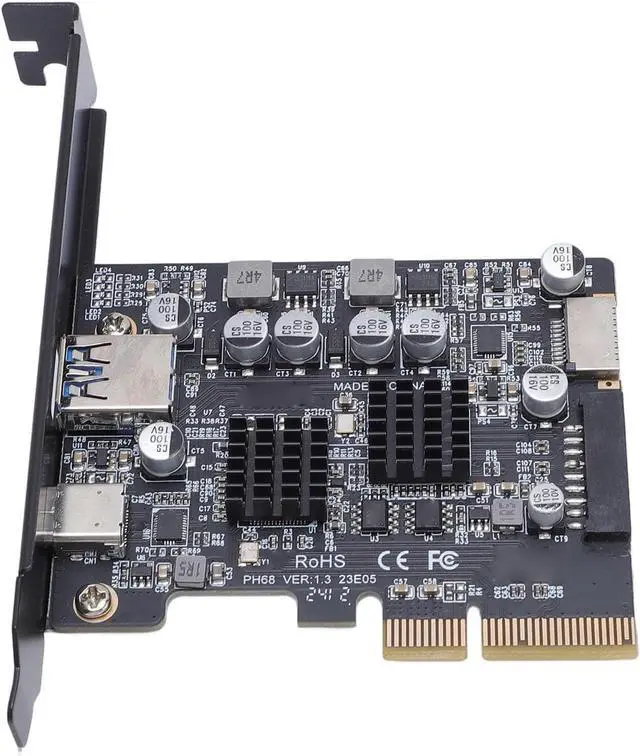 Alt view image 2 of 7 - Fabater PCIe to USB3.2 Expansion Card Enhanced Safety 10Gbps Adapter for Desktop Computers 1 X PCB