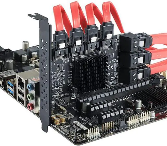 Alt view image 7 of 7 - SEWACC 10-Port Serial Ata 3.0 Expansion Card Pcie X4 Controller Card with Fast and Stable Transmission for Desktop Computer and Workstation