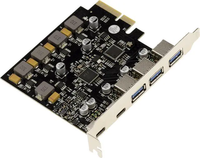 Alt view image 2 of 4 - KALEA-INFORMATIQUE PCIe Controller Card 5 Ports USB 3.1 10G 3 Ports Type A and 2 Ports Type C Self-Powered High Power Chipset Via VL820 and ASM3142
