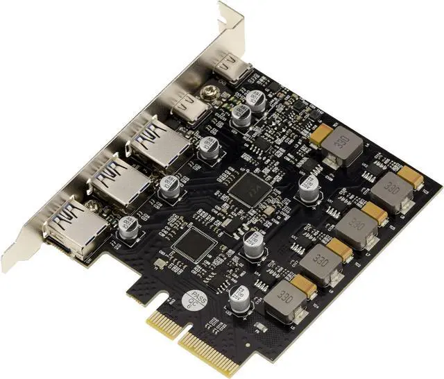 Alt view image 3 of 4 - KALEA-INFORMATIQUE PCIe Controller Card 5 Ports USB 3.1 10G 3 Ports Type A and 2 Ports Type C Self-Powered High Power Chipset Via VL820 and ASM3142